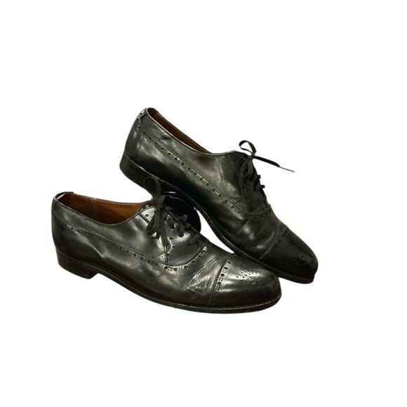 Joseph Abboud "Chase" Black Leather Cap Toe Brogue Oxford Shoes 11.5 - Picture 5 of 14